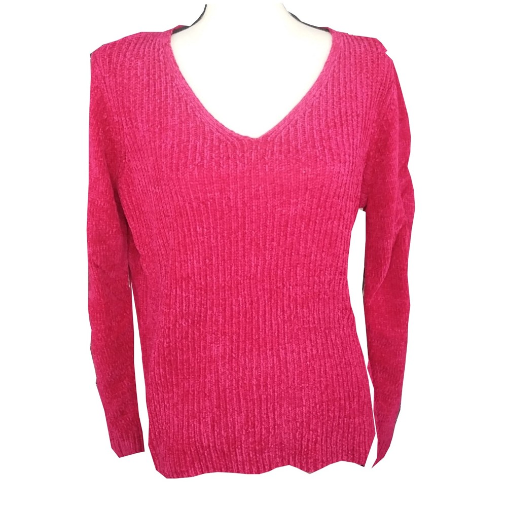 Charter Club Sweater Women's sz M Marled Knit V-Neck Dark Raspberry MSRP $69 NEW